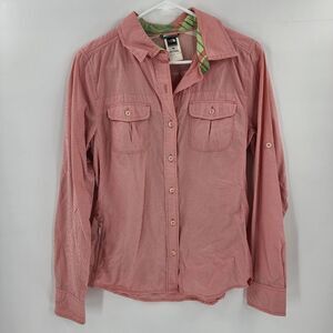 North face womens shirt long sleeve outdoor vapor wick medium red